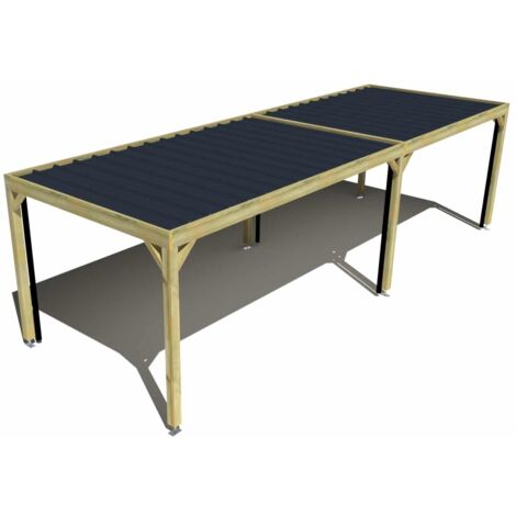 Carport bois • 9m x 3m • indépendante • sens largeur • livraison comprise