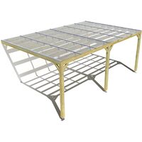 Pergola bois • 6m x 4m • adossée • sens largeur • couverture étanche transparente incluse • livraison comprise