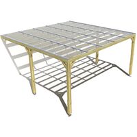 Pergola bois • 5m x 5m • adossée • sens largeur • couverture étanche transparente incluse • livraison comprise