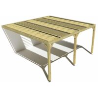 Pergola bois • 5m x 5m • adossée • sens profondeur • lames orientables bioclimatiques incluses • livraison comprise