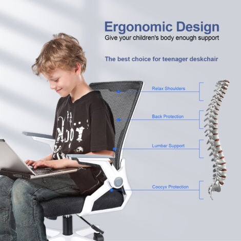 chaise et fauteuil de bureau Futurefurniture.® Chaise de bureau, adaptée à la jeunesse,chaise de bureau,chaise informatique,avec accoudoir réglable blanc