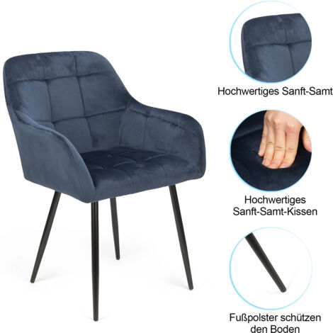 chaise Futurefurniture.® lot de 2 chaises de salle à manger, chaise de salle à manger chaises de salle à manger, velours,bleu