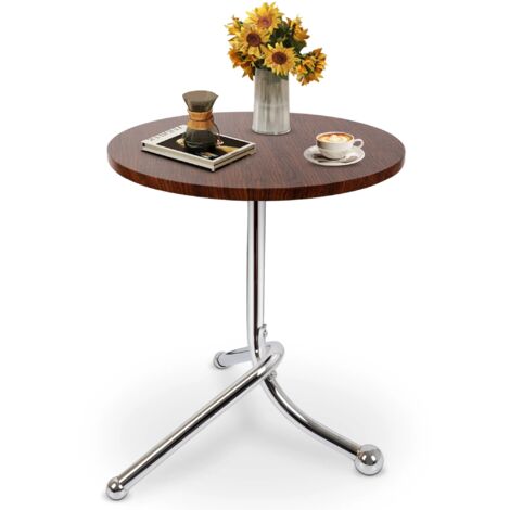 Futurefurniture – Table d'appoint ronde 50cm hauteur – Pieds argentés – Métal antirouille – Surface facile à nettoyer – Pour salon, chambre, bureau