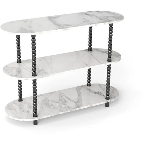 Futurefurniture – Table d'appoint avec étagères 3 niveaux – MDF haute qualité et métal noir – Montage facile – Pour salon, chambre, couloir