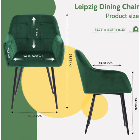 chaise Futurefurniture.® lot de 2 chaises de salle à manger, chaise de salle à manger chaises de salle à manger, velours, vert