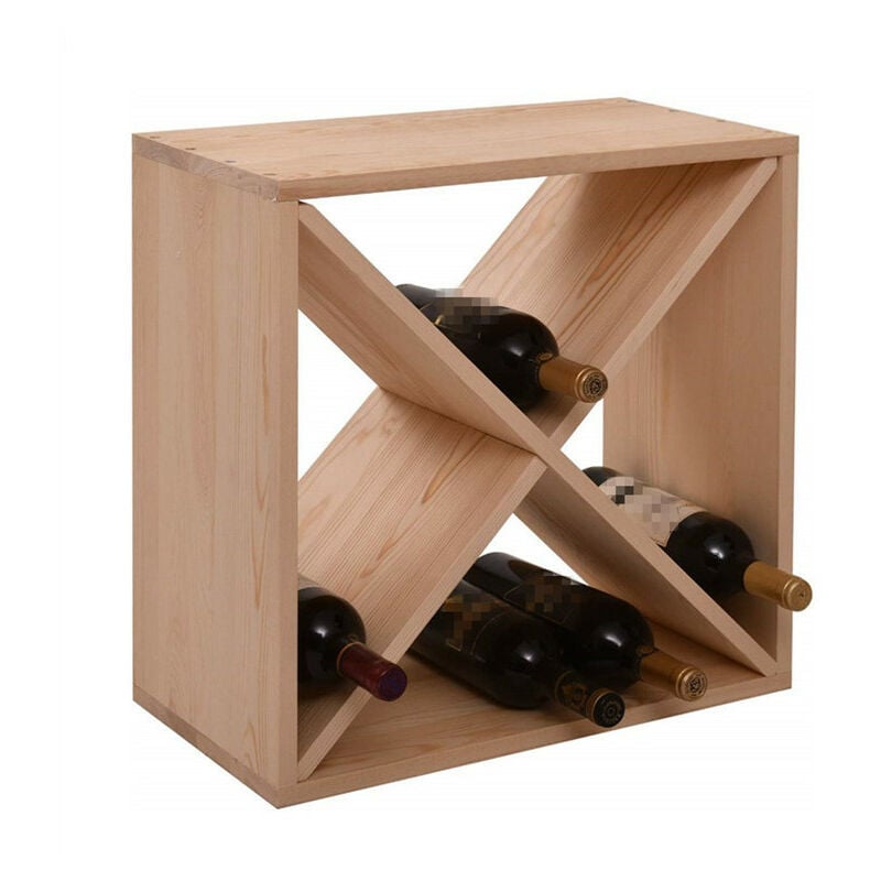 Bar à vin bois massif 2 tiroirs, 4 casiers