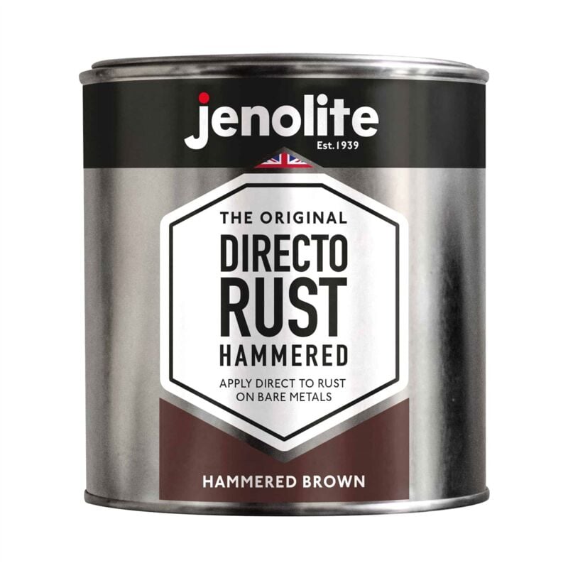Brown 1 Litre Tin JENOLITE Directorust Hammered Multi Surface Paint