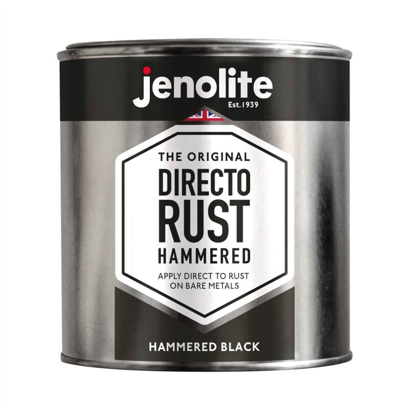Black 1 Litre Tin JENOLITE Directorust Hammered Multi Surface Paint