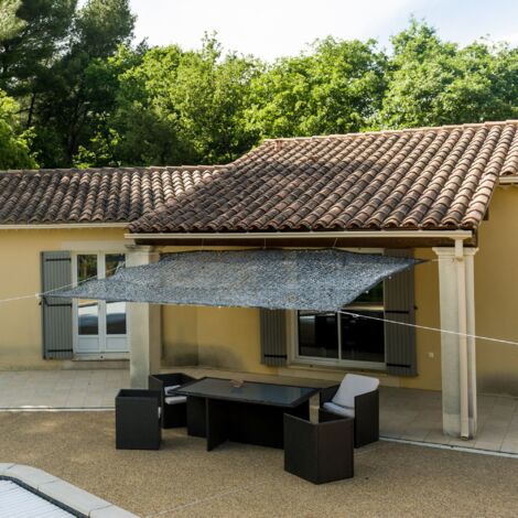 Grau perforiertes Sonnenschutzgewebe 120 g/m2  3 x 3m