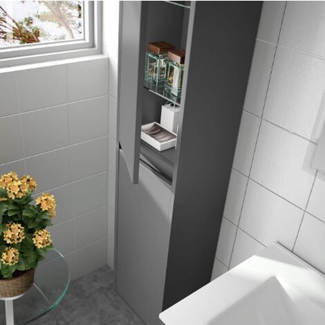 Meuble de salle de bain sur pied 100 cm en bois noir satiné avec vasque en porcelaine - Nova - Standard