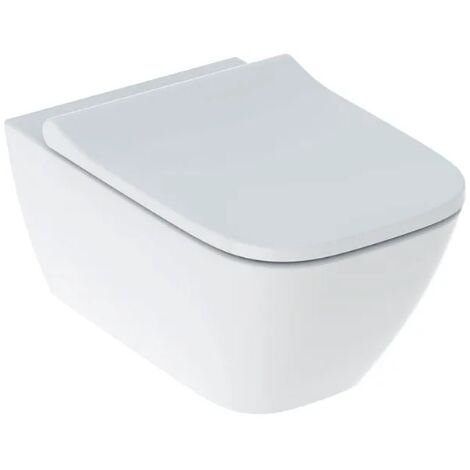 Geberit – Cuvette pour WC suspendu 35,5x54 cm – Céramique blanche – Fixations invisibles – Abattant softclose antibactérien (1/7)