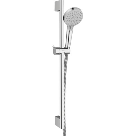 Hansgrohe – Set de douche 65 cm en laiton chromé – Barre de douche avec technologie QuickClean – Douchette 2 jets réglables – Fixations incluses