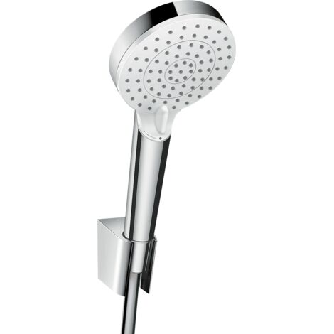 Hansgrohe – Pommeau de douche 100 mm avec flexible 125 cm – Laiton chromé – Type de jet Rain et Intense Rain – Support mural inclus (1/10)