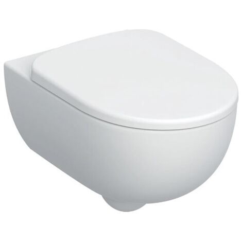 Geberit – Cuvette pour WC suspendu Rimfree – Siège de descente lente en duroplast – Finition blanc brillant – Fixations cachées – Dimensions L 36 x P 53 x H 38 cm