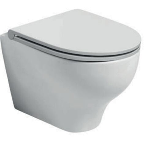 Cuvette suspendu en céramique 35.5x53 cm blanc brillant - Azzurra Ceramica  Pratica - Con copri wc Standard