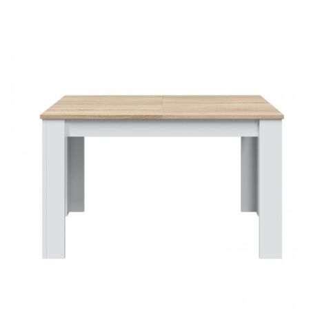 Table extensible 140-190x90x78 cm blanc mat et chêne clair – Design moderne pour cuisine et salon – Adaptable à tout type de mobilier – Habitdesign