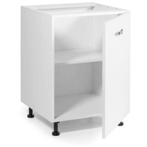 Base de cuisine 60x60x82 cm en bois blanc frêne avec une porte - Foligno