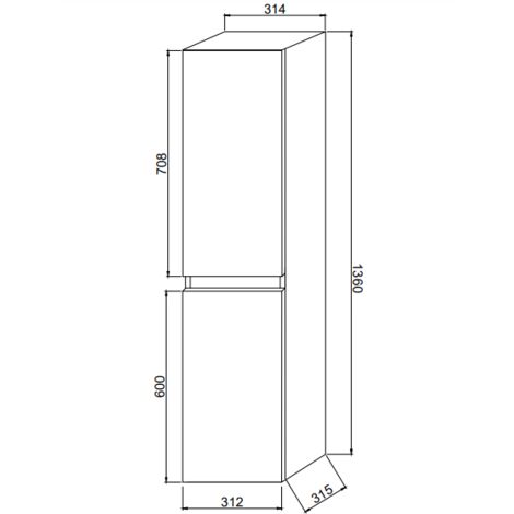 Colonne de salle de bain suspendue blanc brillant avec deux portes