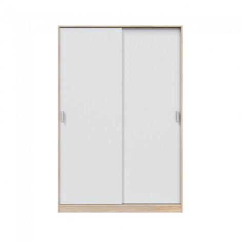 Mobimarket – Armoire 2 portes coulissantes 120x50x200 cm – Panneaux mélaminés E1 – Barre de suspension amovible – 3 étagères réglables
