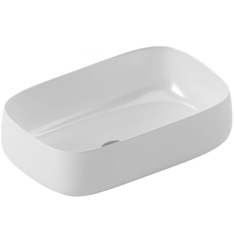 Lavabo à pose 55x35 cm en céramique blanc brillant - Art Ceram Cognac Quadro (1/2)