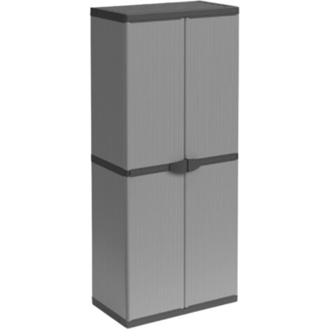 Idralite – Armoire de jardin 68x40x165 cm – Résistante aux intempéries – 2 portes avec étagères modulables – Assemblage facile sans vis