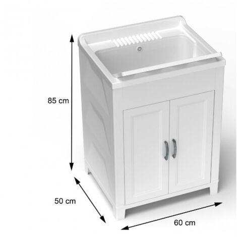 Meuble bac à laver REVINE 61x61 cm avec 2 portes et lavabo en céramique blanc