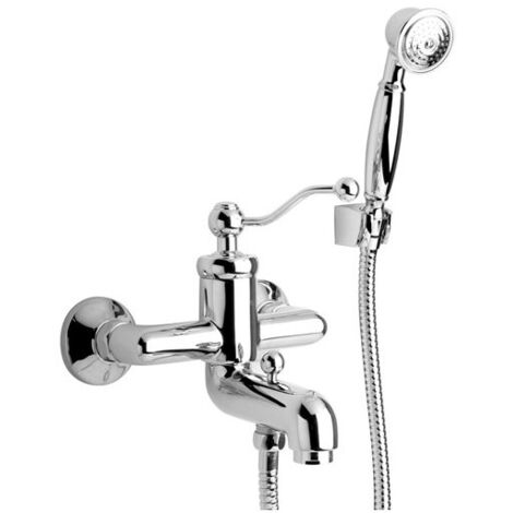 Mitigeur de baignoire extérieur avec kit de douche fixe en laiton chromé - Paini Toscana