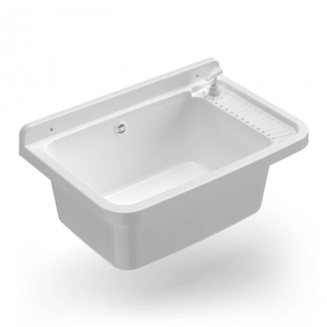 Idralite – Bassin en résine thermoplastique 60L x 40P x 25H cm – Distributeur intégré – Résistant aux intempéries et acides – Kit de fixation inclus (1/7)