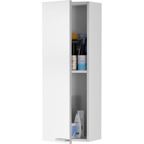 Suspendu salle de bains 30x85 cm blanc brillant avec une porte - Oxford