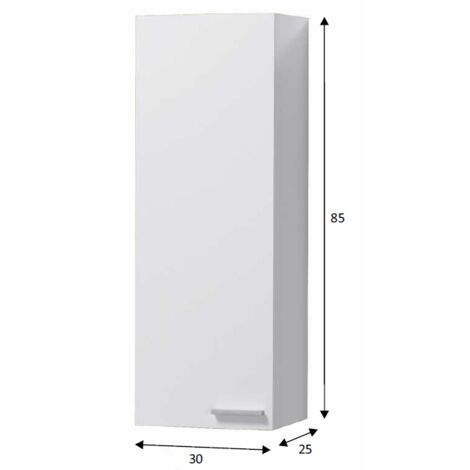 Suspendu salle de bains 30x85 cm blanc brillant avec une porte - Oxford