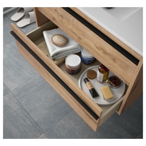 Meuble de salle de bain suspendu 120 cm en bois de chêne ostippo avec vasque intégré - Astoria - 120 cm Standard