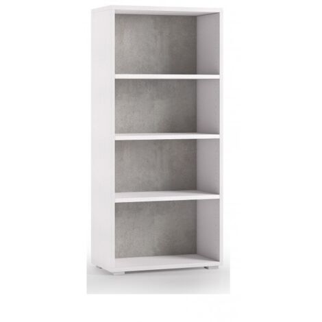 Bibliothèque 60x30x130 cm blanc frêne et béton avec trois étagères - Croazia (1/3)