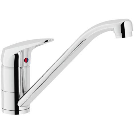 Nobili – Mélangeur de cuisine monocommande 155x225 mm – Laiton chromé – Bec pivotant 360° – Aérateur anticalcaire M 22 x 1 – Flexible inox (1/4)