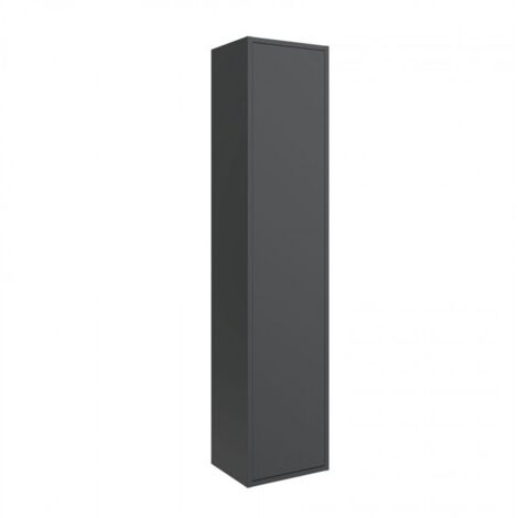 Abitare – Colonne de salle de bain suspendue 30x140 cm noir mat – 4 étagères réglables – Porte à pression – Montage réversible