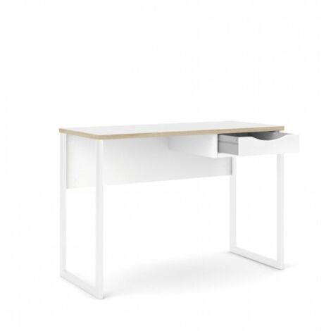 Bureau blanc mat chêne avec un tiroir 110x48 cm - Sole