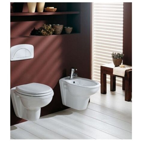 Caesaroo – Sanitaires suspendus en céramique 37x55 cm blanc brillant – Installation suspendue – Cuvette ovale – Bidet avec trou trop plein (1/5)