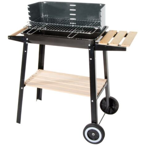 Barbecue à charbon de bois en acier avec chariot et couvercle - Caesaroo