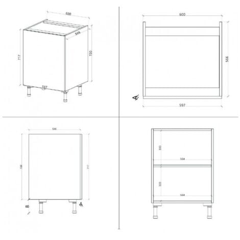 Meuble bas de cuisine 60x60x84 cm en bois blanc mat avec une porte - Massa