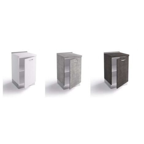 Meuble de base de cuisine 60x60x84 cm en bois gris ciment avec une porte - Massa