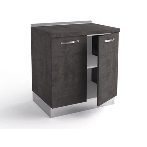 Abitare – Casserolier de cuisine 80x60x84 cm en bois couleur lave – 2 portes avec étagère interne – Meuble fonctionnel pour rangement cuisine