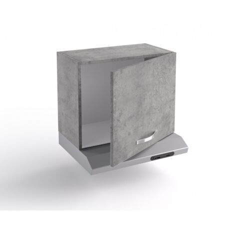 Sur la hotte de cuisine 60x31x48 cm en bois gris ciment avec une porte et épurateur - Massa (1/4)