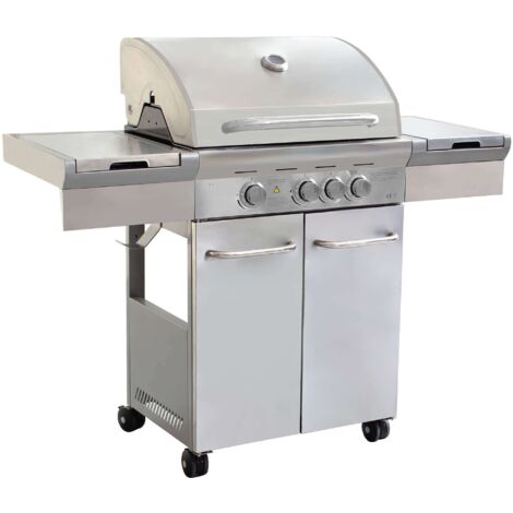 Barbecue à gaz avec quatre feux 145x52x114,5 cm en acier peint en gris - Matera (1/5)