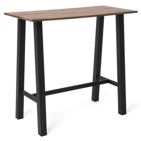Table de bar 117x56 cm effet bois et pieds gris anthracite - Brown (1/4)