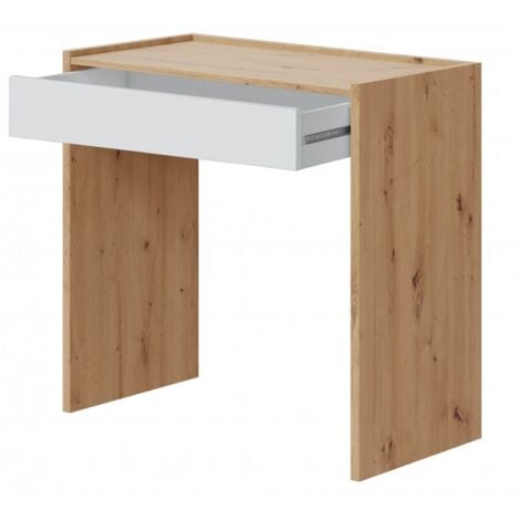 Bureau 82x40 cm Chêne nordique et Blanc mat avec un tiroir chêne