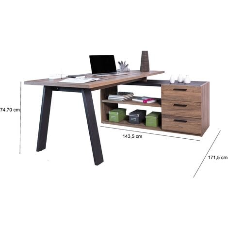Bureau d'angle 5 tiroirs fabricant meuble bois métal sur mesure