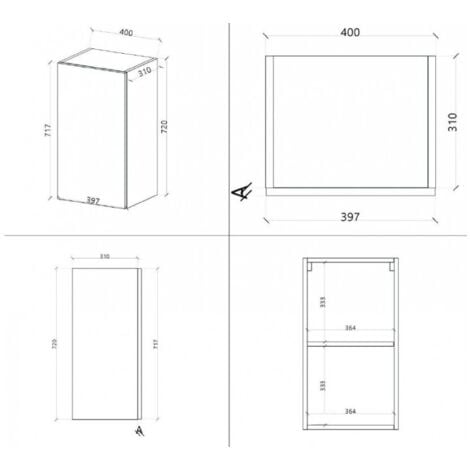 Suspendu cuisine 40x33x72 cm en bois gris islande avec une porte - Massa