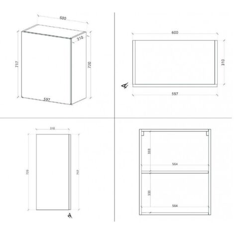 Cuisine suspendu 60x33x72 cm en bois gris islande avec une porte - Massa