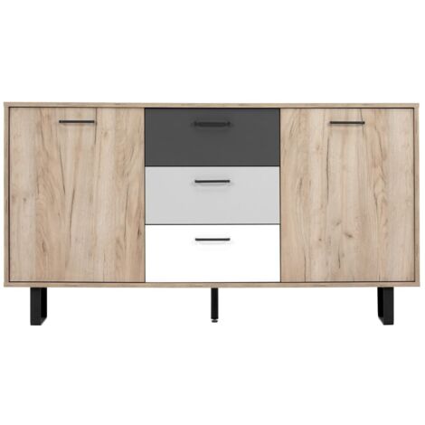 Buffet 160 x 86 h cm chĂŞne clair et gris - Chioggia (1/5)