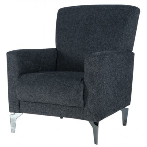 Fauteuil rembourré 81x83 cm en tissu gris foncé - Oglio (1/3)
