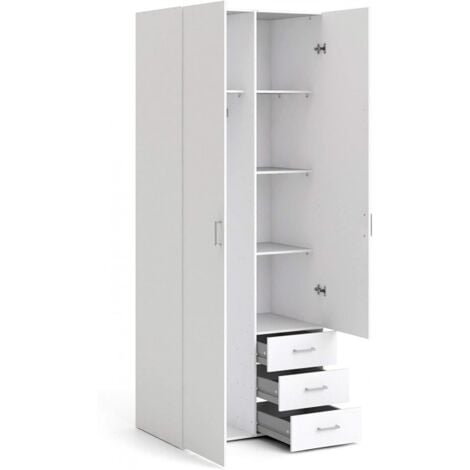 Armoire blanche avec deux portes et trois tiroirs 77x200 cm - Ferriere